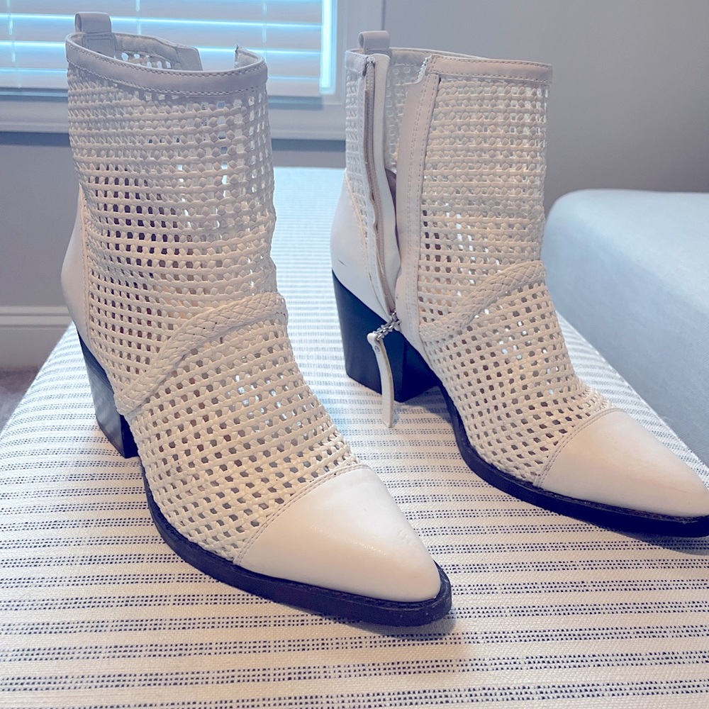 Sam Edelman Basketweave White Boots